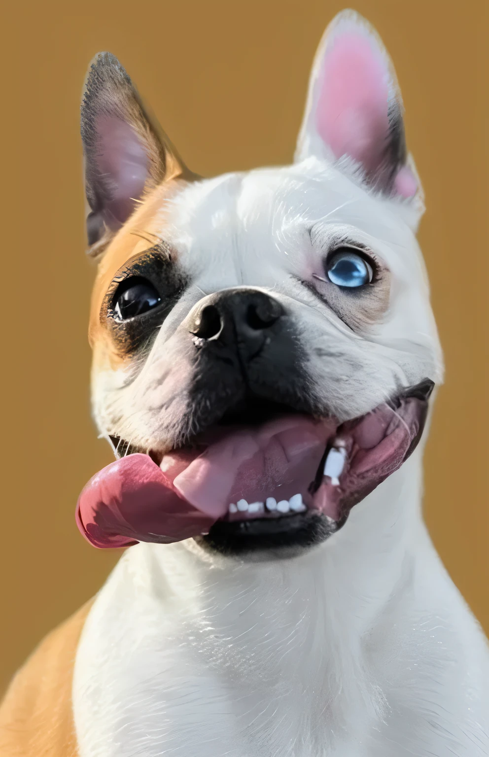 a very cute furry dog, hairs drawn like cartoon, perfectly drawn eyes, eyes like a cartoon drawing, beautiful eyes, perfect eyes, she is very happy, she is smiling, the image is very detailed
