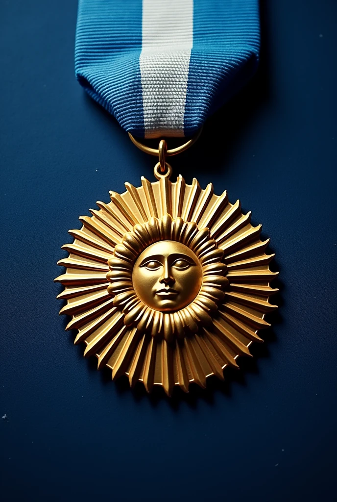 medal with the sun of the golden Argentine flag