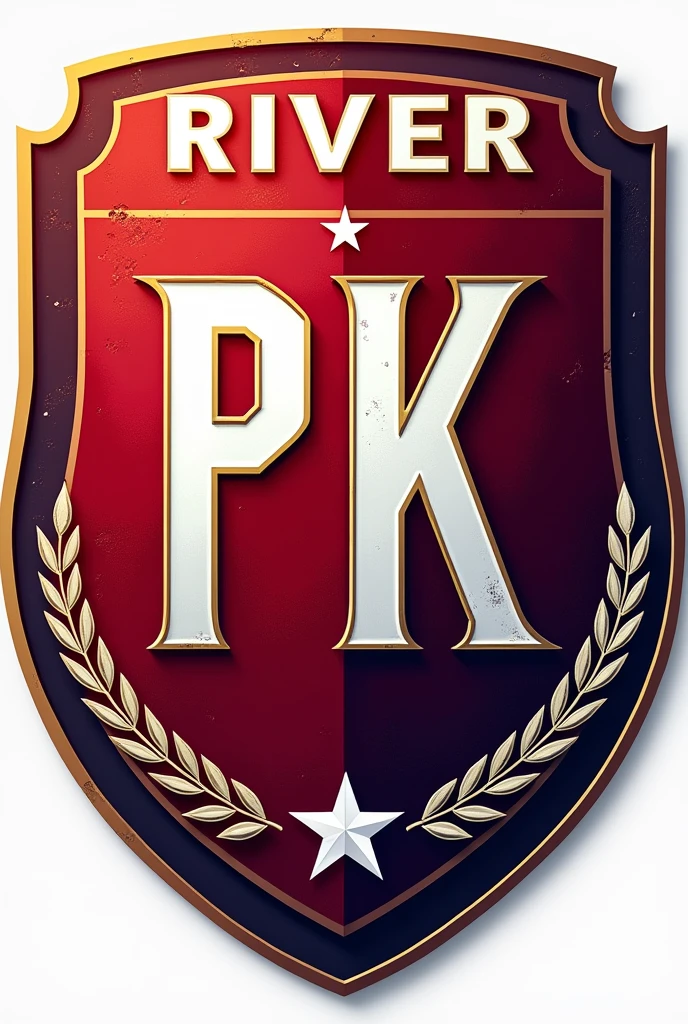 A soccer team shield with the name river around it but with the letters PK IN THE MIDDLE
