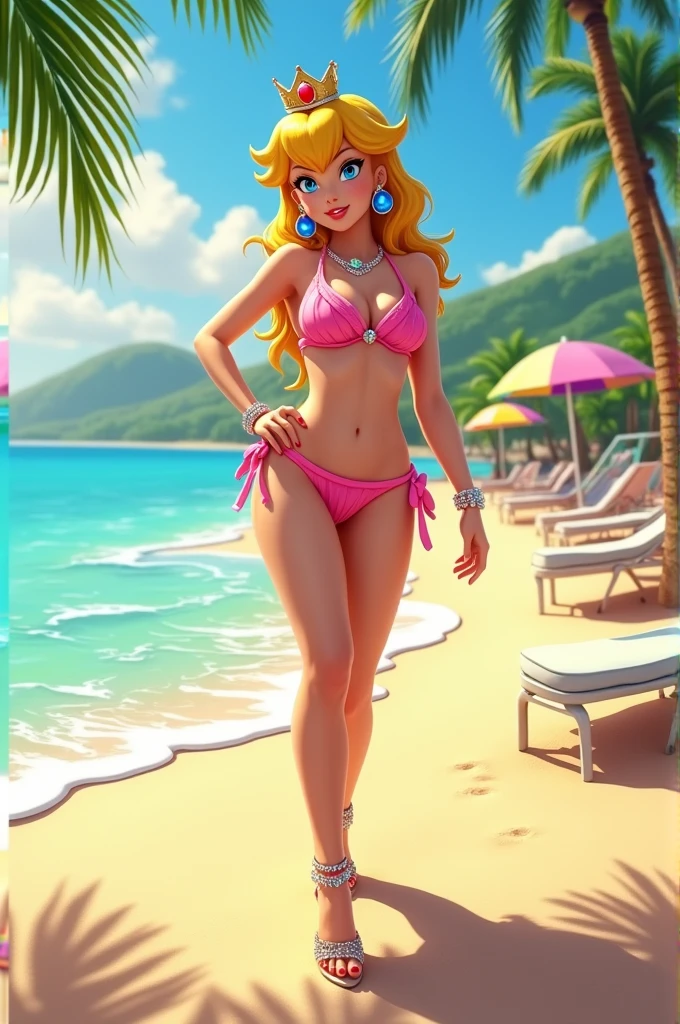 Princess Peach in a bikini with heels 