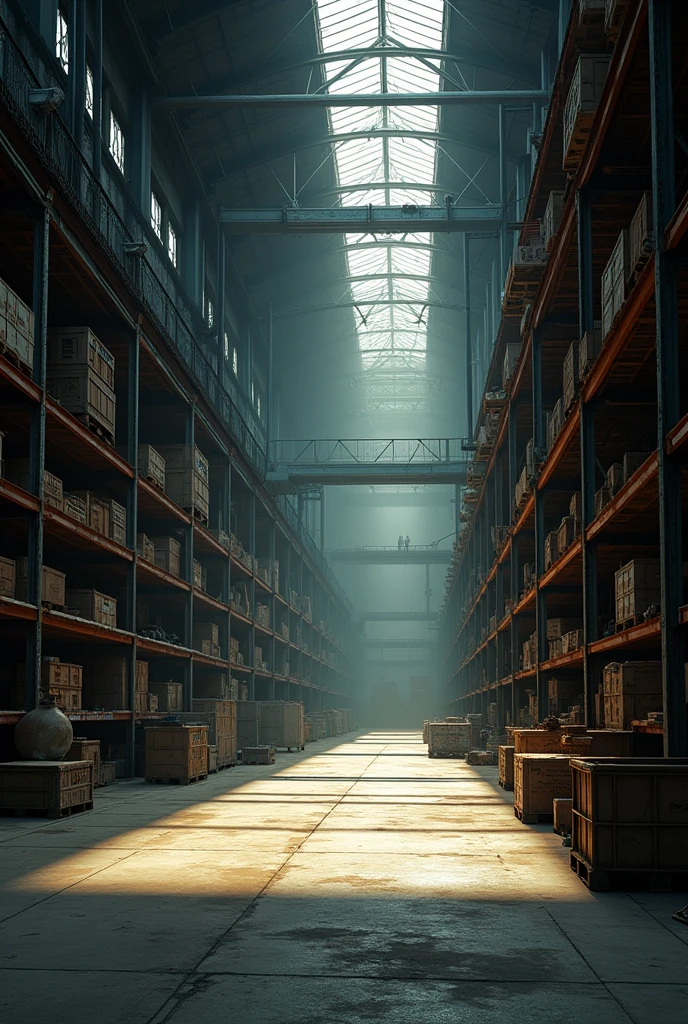 The interior of a warehouse,without people,
how do I draw comics, with a side perspective