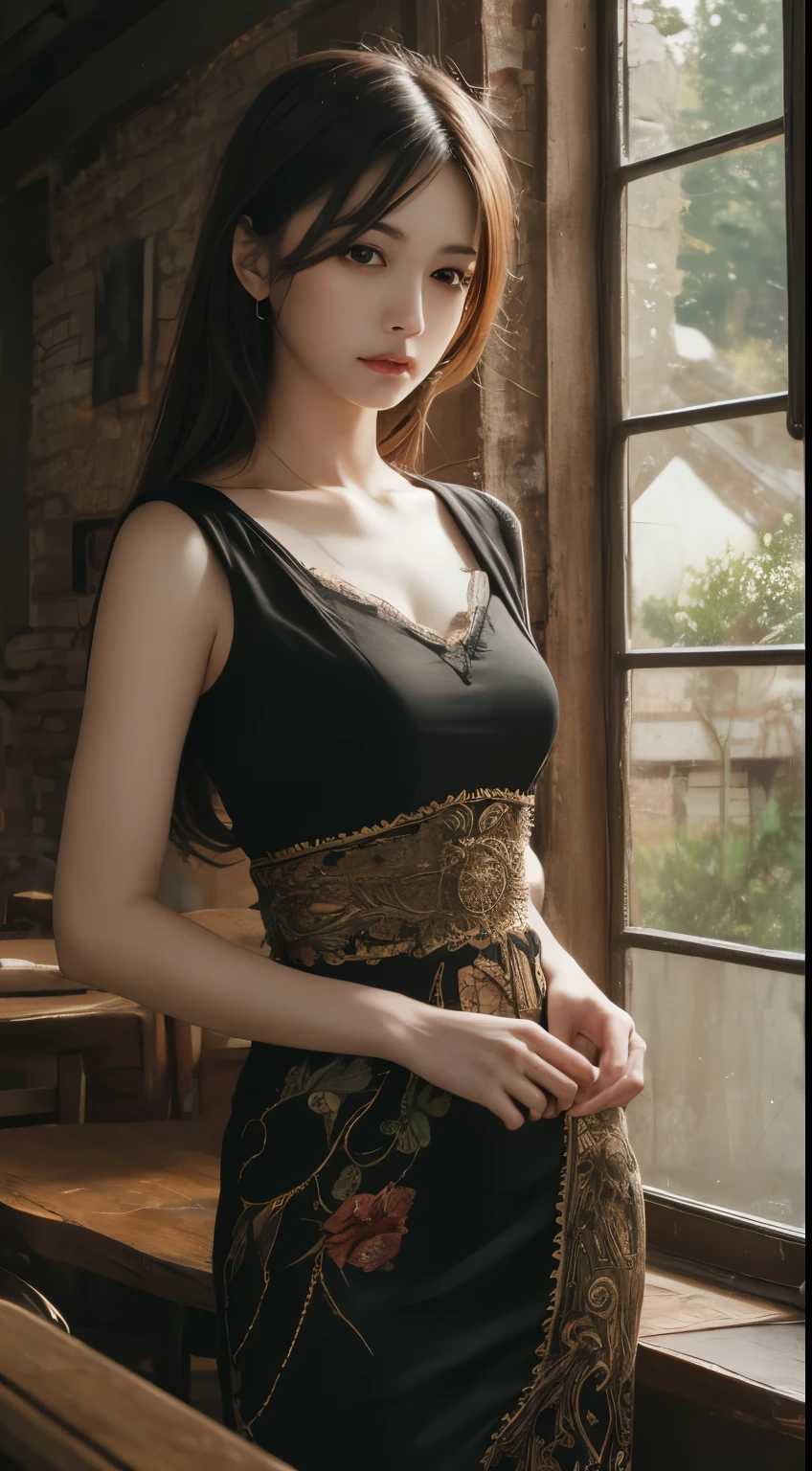 Tabletop, Highest quality, figure, Very detailed, In detail, High resolution, 8k wallpaper, Perfect dynamic composition, Beautiful attention to detail, Women's Fashion Summer,Short Bob Hair,Small Breasts Natural Color Lip, Bold sexy pose,smile,Harajuku、20-year-old girl、cute、sexy shot looking at camera