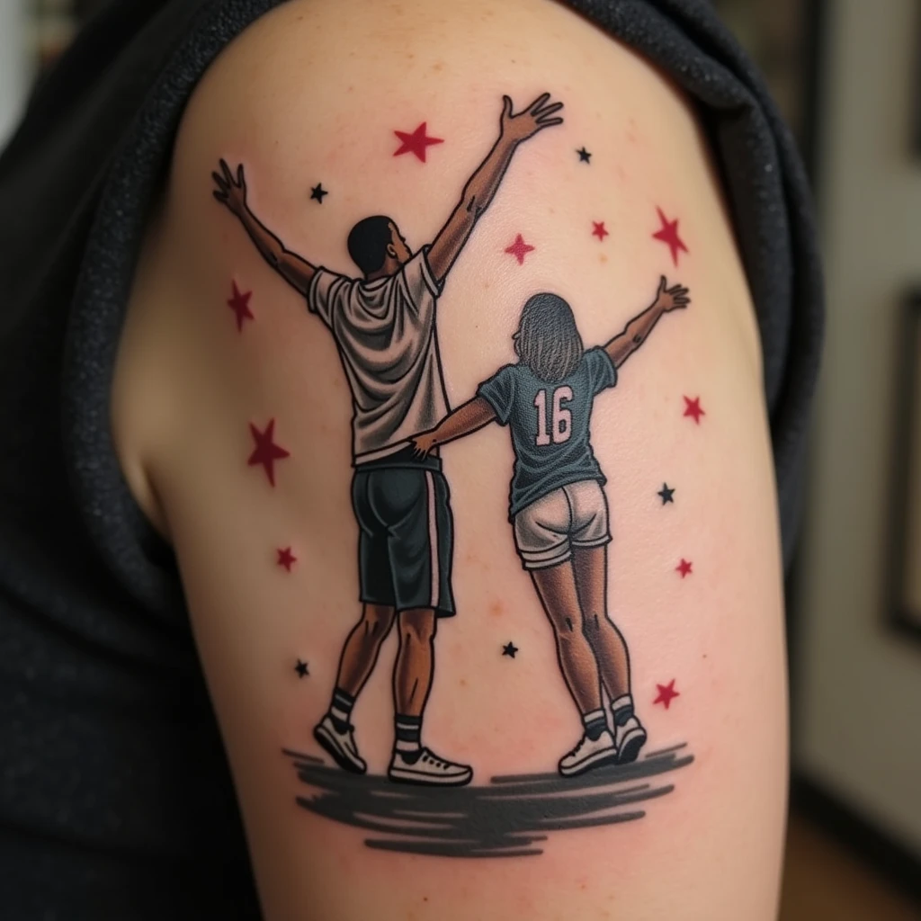 Friendship, football, and party tattoo