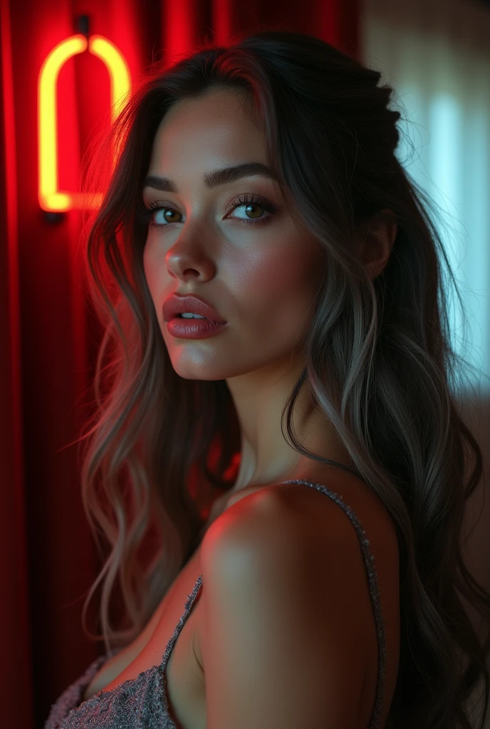 amazing woman, long ash hair, ahegao, detailed facial features, nsfw