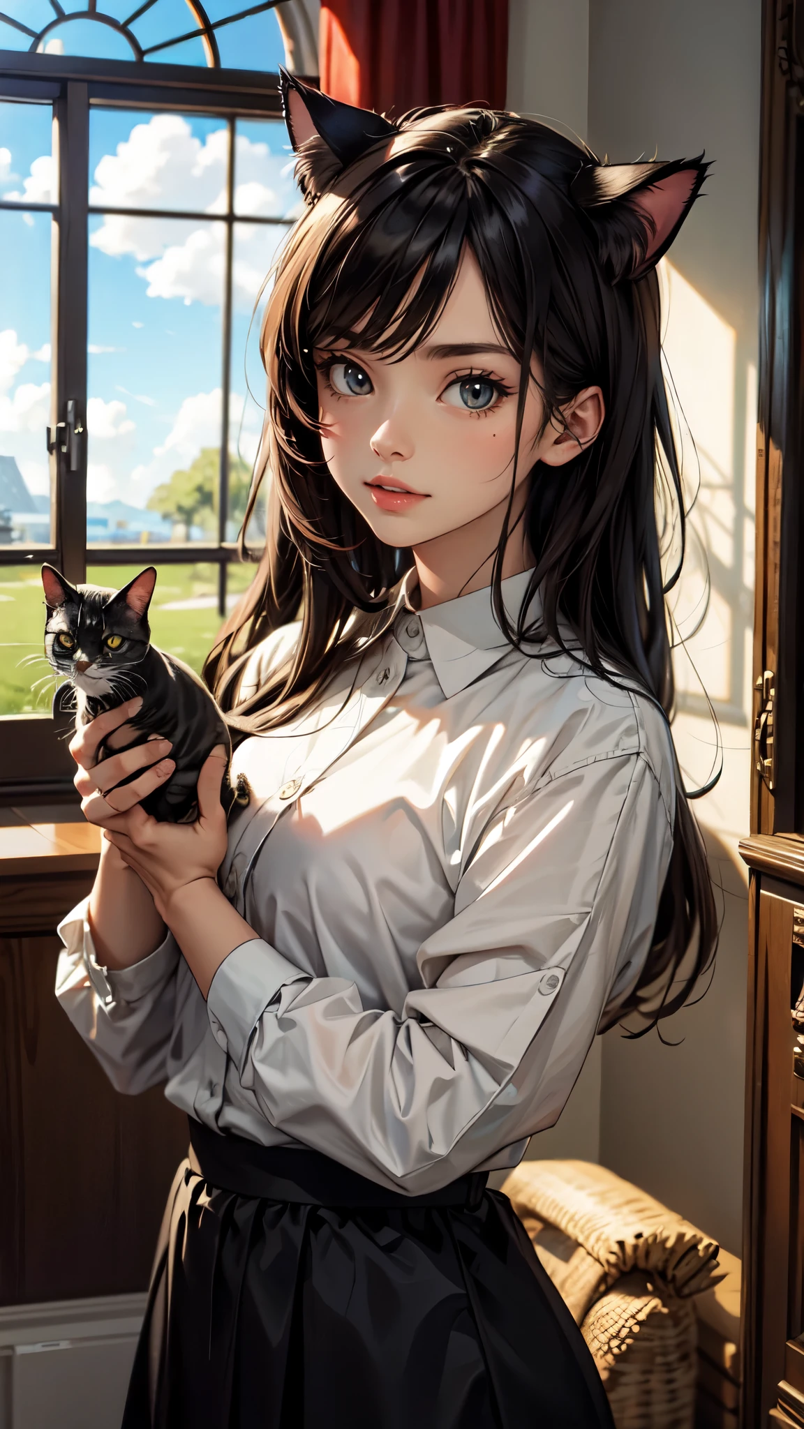 the masterpiece, cat&#39;s ears, Full color, variegated, Gorgeous vamp woman, bold look,Wolf ears, gold,Pink & azure, yellow, How, raspberry, blue, lilac,Gradient hair, long wavy hair, full dark red lips, smoky, Preferably, crystal, Delightful, gorgeous eyes, passionate, gentle. erotic pose, Preferably eyes, tan, Chocolate body, mother-of-pearl body, tanned skin of the body, languid look, Sexy body, sexy look, rot, blue, violet, neon, Accessories: Chrome chains with torn body, Necklace, naked, topless, nude body, bare chest, nipples, piercing,etailed eyes, detaield hands, detailed face, elf woman, full body
