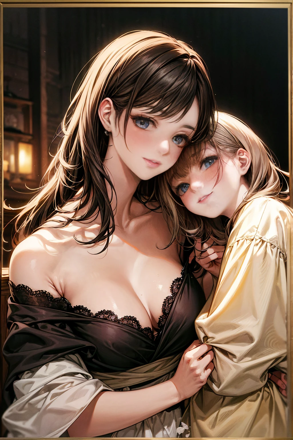 (Highest quality, masterpiece), 2person's、25-year-old woman、swimming pool、 Looking down, Back angle、Swimsuit、Fixing the wedgie on your butt with your fingers、Don't look at the viewer、laughing、