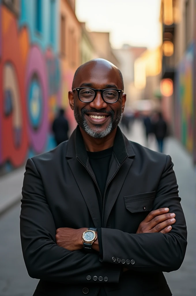 A black man with a big nose and glasses
