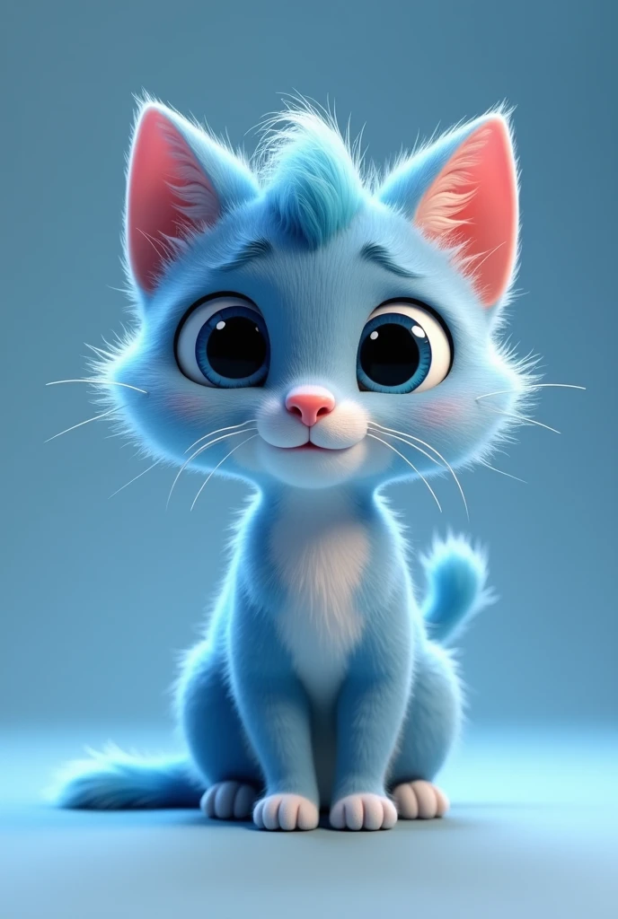 Cat, Kitten, Cartoon, big eyes, 3D, blue, animated, modeled