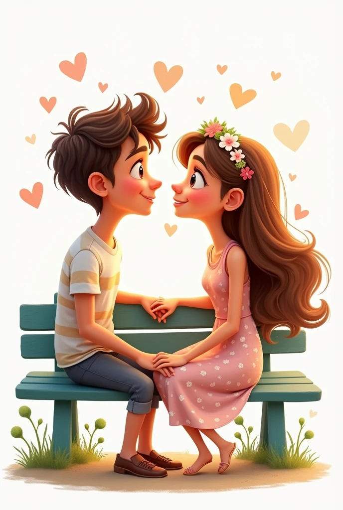 romantic men with his girlfriend pixar style white background 