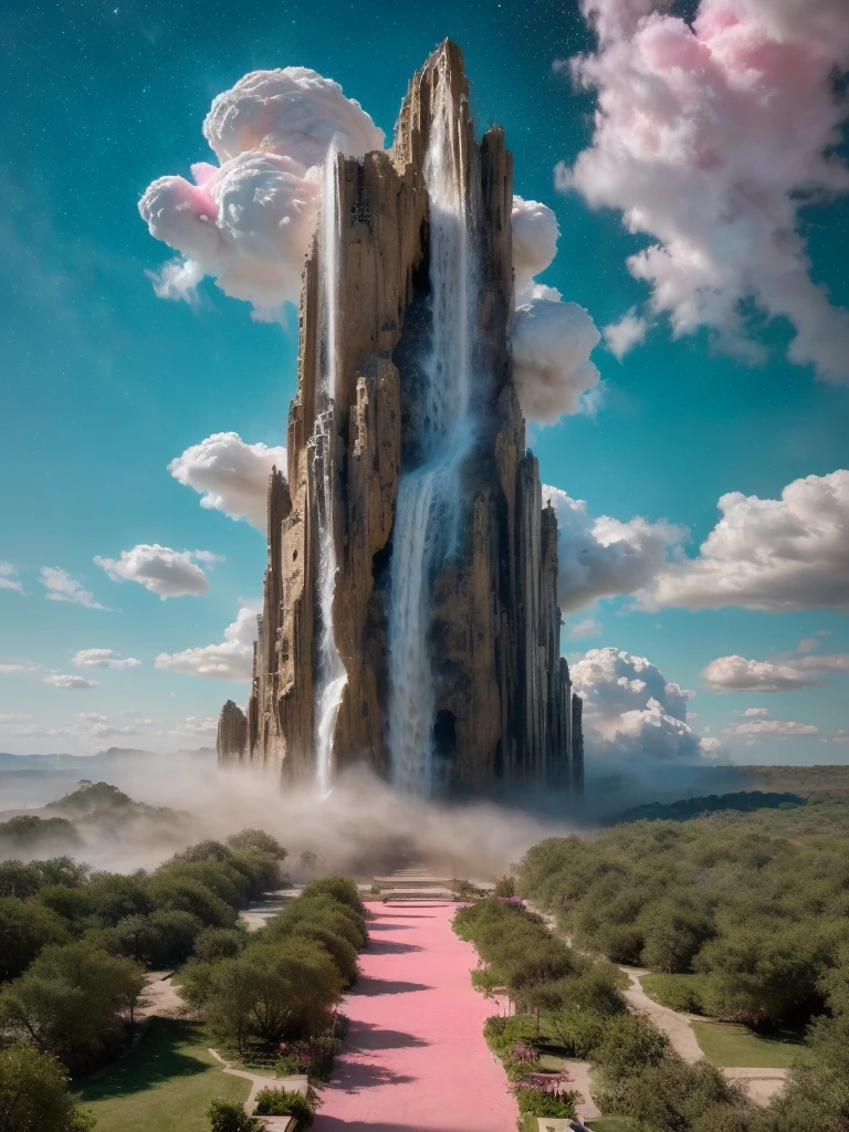 (8k, highest quality, masterpiece, final fantasy style: 1.2), (unRealistic, photoRealistic: 1.37), Dreamy landscape, Fantasy, Unsurreal landscapes, Super detailed, Flying Castle, Floating Island in the Sky, Seven-colored swirl of light, Intense lightning, milky way, Complex Light, Colored light, Large Lake, Starry sky reflected on the lake surface, Countless shining stars, Meteors,  Reflections , (A pillar of light emanated from the ground:1,2), (((roses and orchids gardens , bright day , pink clouds, waterfalls in the sky, realistic style, Hyperrealism drawing, a flying pirate spaceship floating above the  clouds)))) , burning skyscrapers, , timeless realms, stunning  princess  ,  casting spell, healing light magic effect, in a magical lagoon of the fairyland, crystal clear water surface reflections, sharp focus, looking at viewer, (close-up:0.9), (bright white theme:1.2), (bright white tone:1.2), (deep blue tone:1.3),((( realistic, Hyperrealism, vivid colours , landscapes , alien cyborgs , science fiction themes))), 