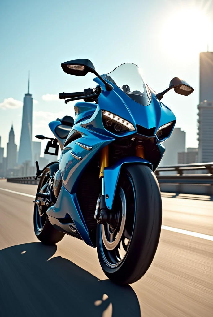 I am a motorcycle with a Viper 200 engine, electric blue and black color.