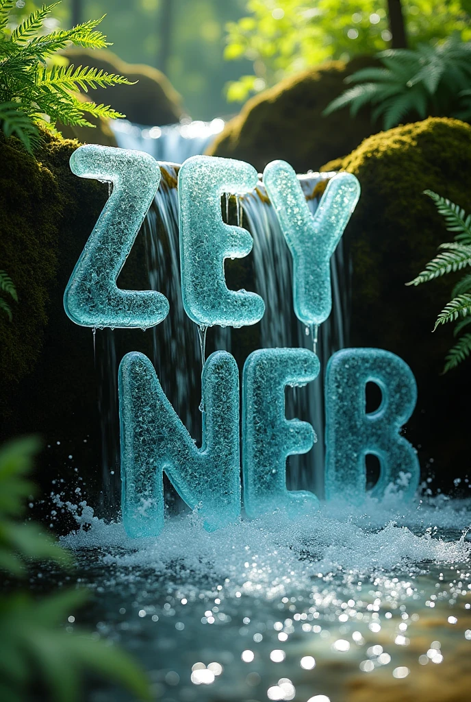 write The Word "Z e y n e b" in waterfall style