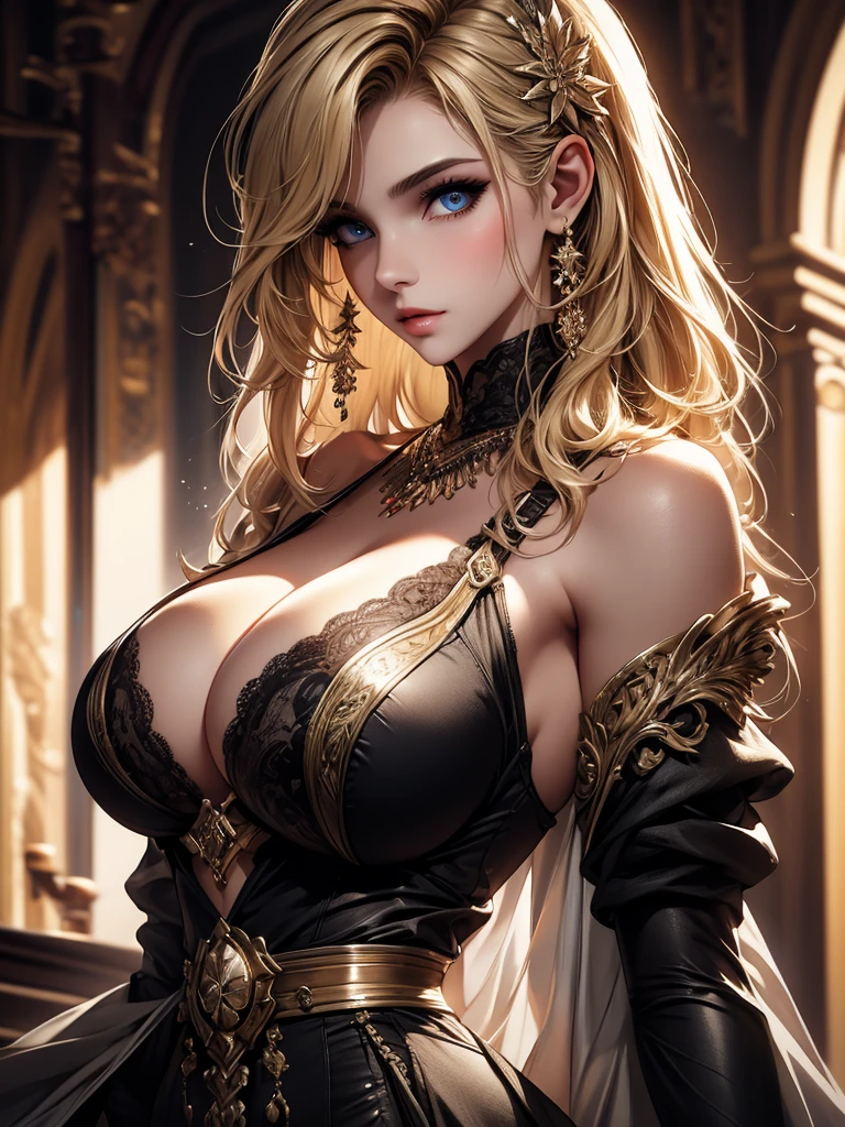 best qualityer, work of art, big boobies, (breasts big), Detailed texture skin, detailed cloth texture, face detailed, super detaill, 8K, intricate-detail, 1 girl, 30 years old, hight contrast, High resolution eyes, blond