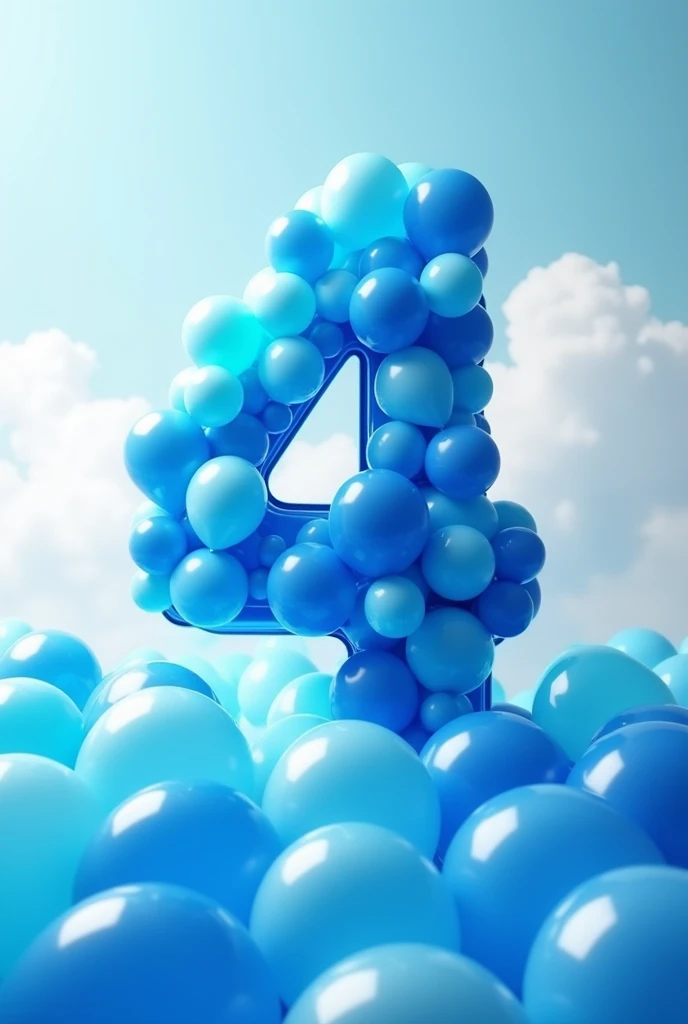I would like to generate an image of a number 4 filled with blue balloons