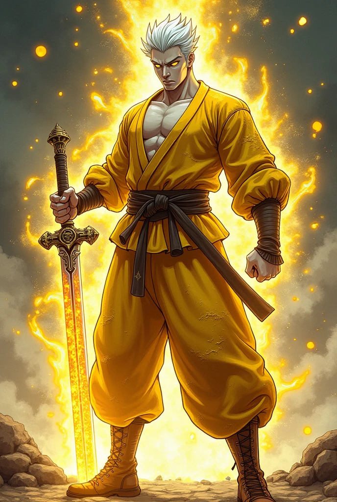 Comic book magazine cover with close-up of Shaolin monk, Shaolin monk close-up, higly detailed, (Looks sverepo:5,0), Brave, 8K, Highest Resolution. An image within the boundaries of a frame. Text is applied to the image, which reads: "Monk"