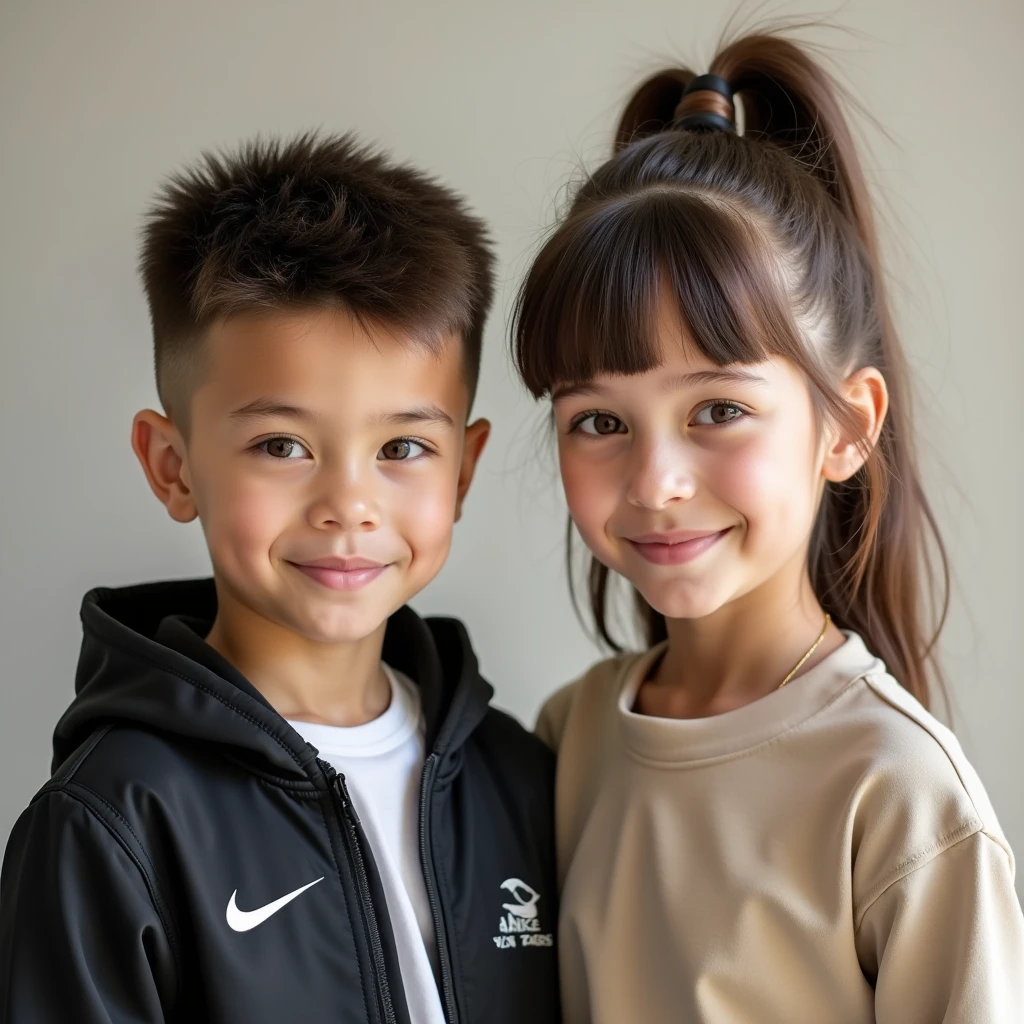 2 person, a  boy & girl wearing a blue hat