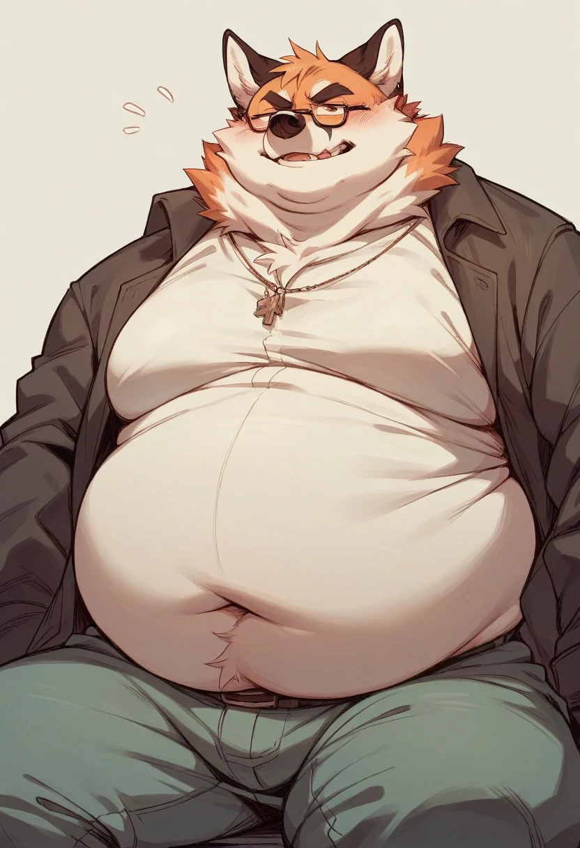 Fat, obese, gluttonous fox