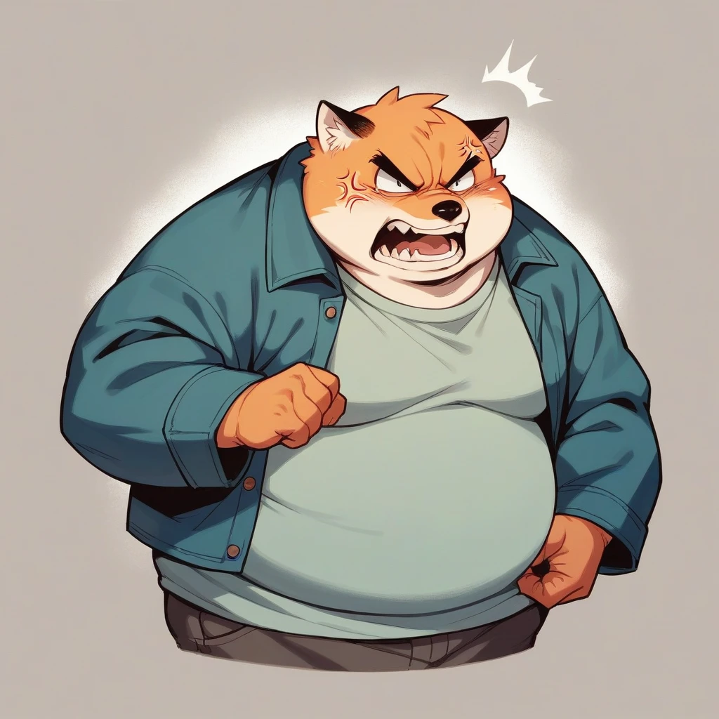Fat, obese, gluttonous fox, kinomo, angry,