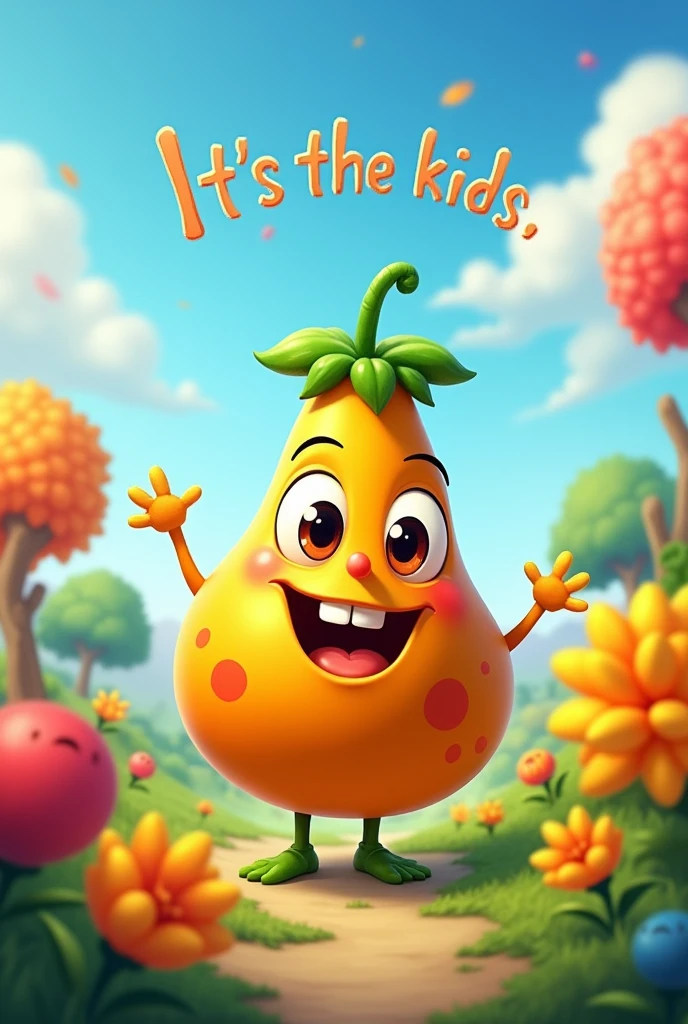 Create an image for my Blox fruit crew the information I want is:gourd,with the phrase written bah it's the kids in cartoons