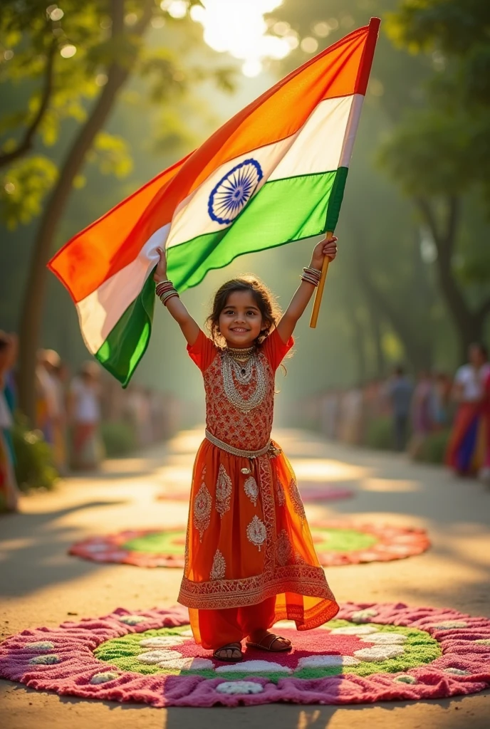 holding indian flag、Beautiful and cute Indian

