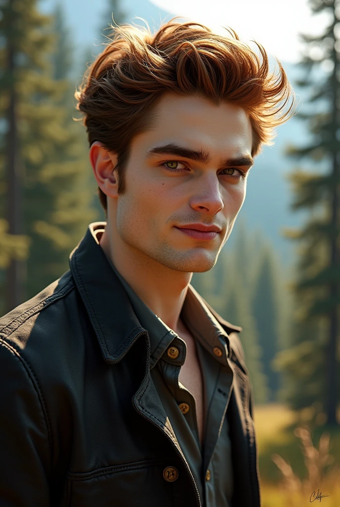 Realistic picture of Edward Cullen smiling