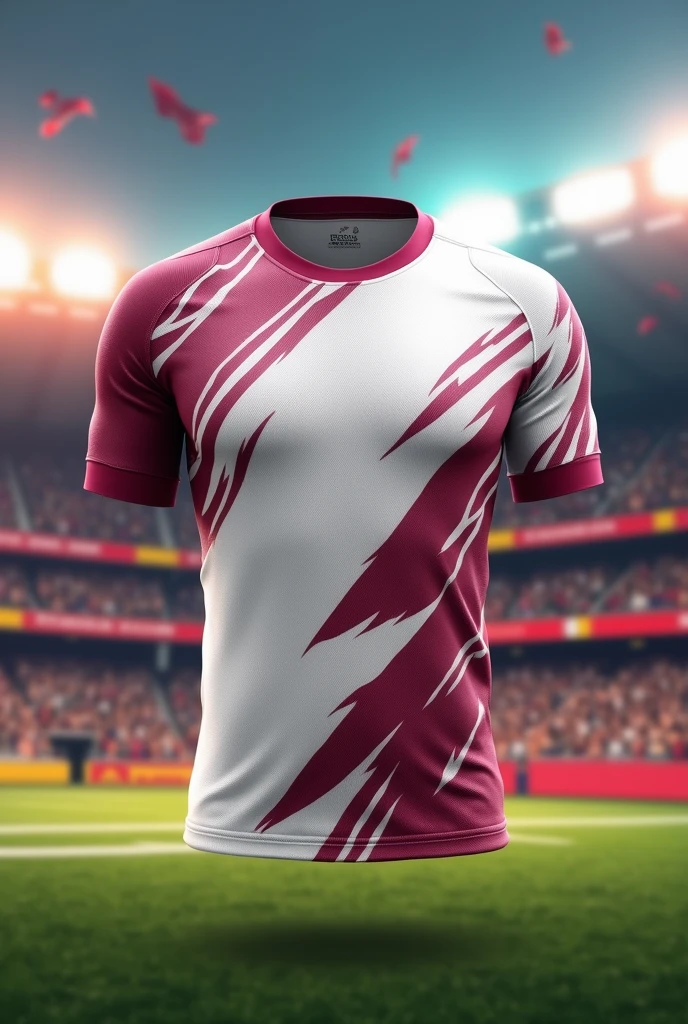 Sports jersey design for football fans, white with maroon, nice and modern