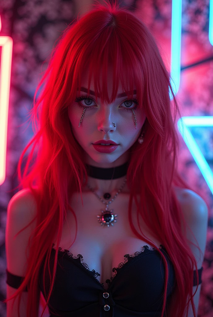 Girl, anime, egirl, queen, long hair, red hair, Shego, portrait