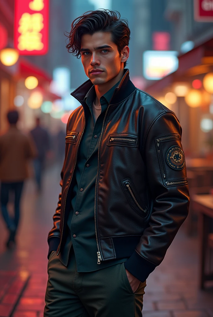 Leather varsity jacket and suit