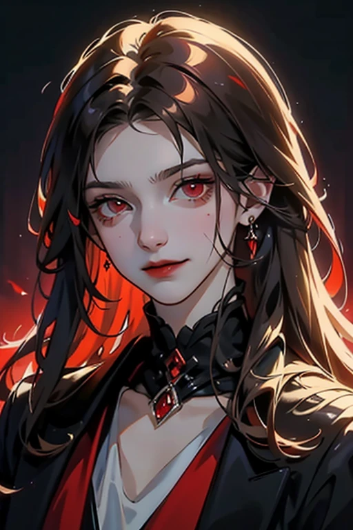 The red-eyed vampire guy is a brunette and smirking arrogantly.