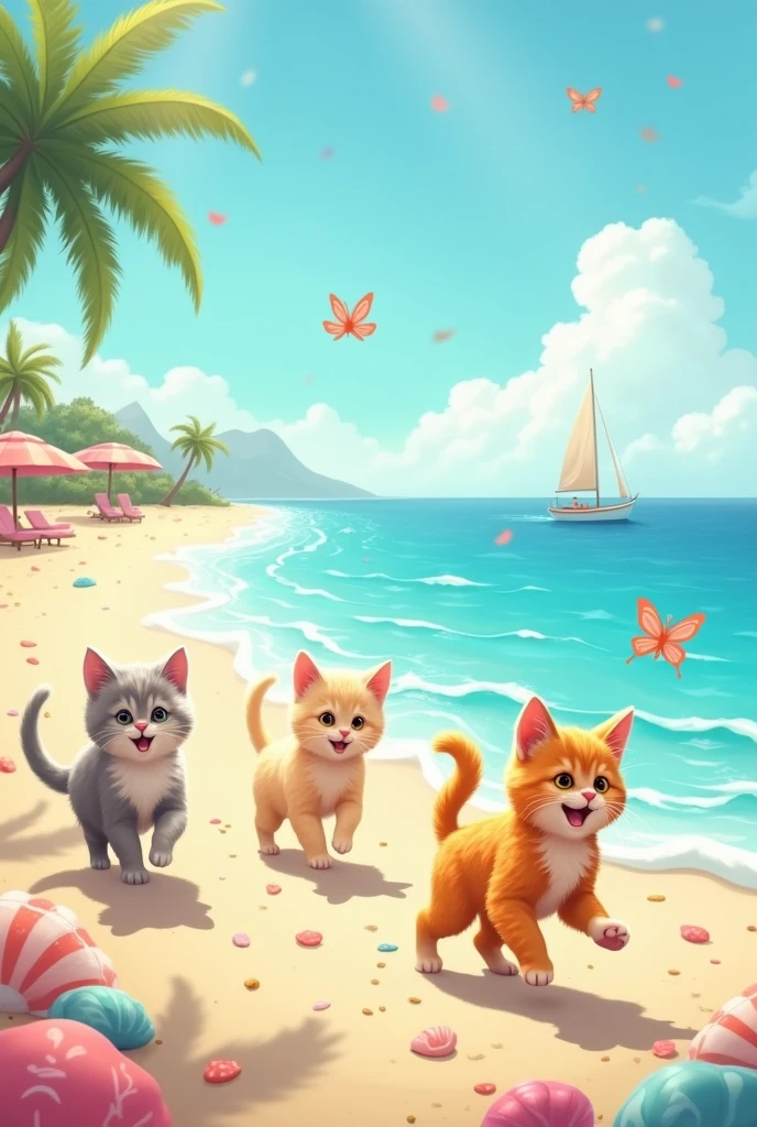 Tablet wallpaper with cats and the sea