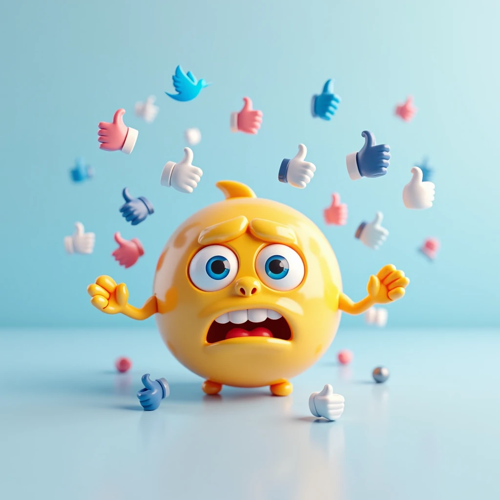 A 3d emoji, with a Anxious face under pressure when waiting for results, social networks background transparent, illustration, 3d render