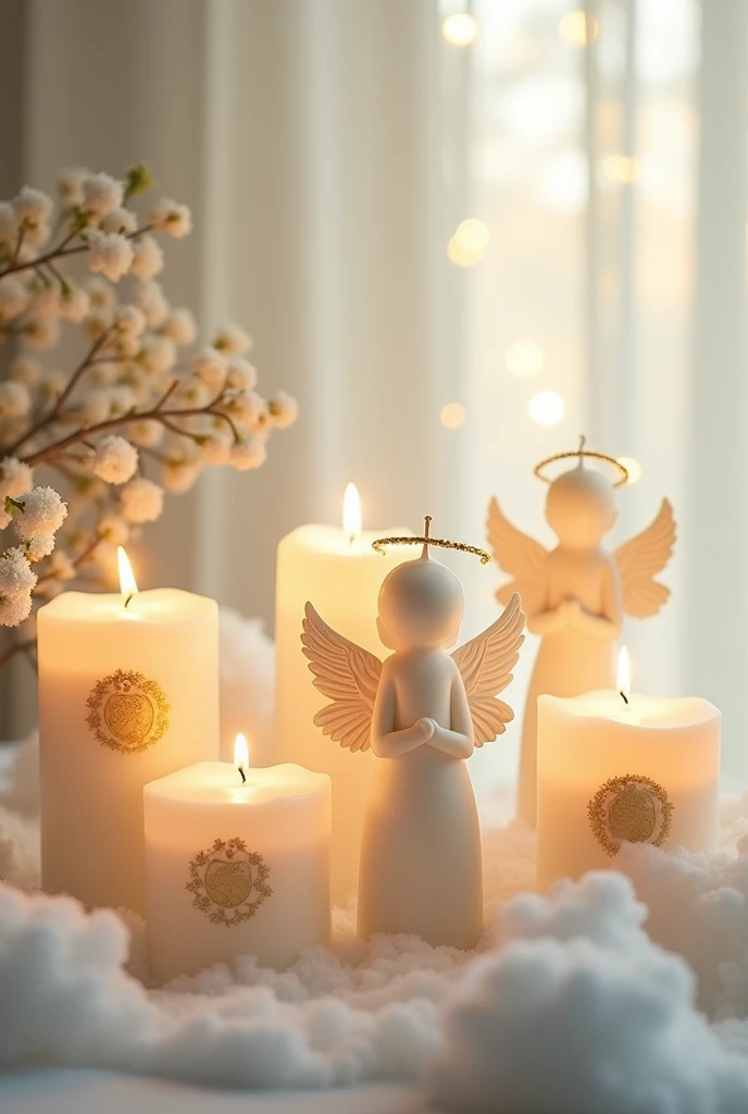 Generates an image of some angel themed candles 