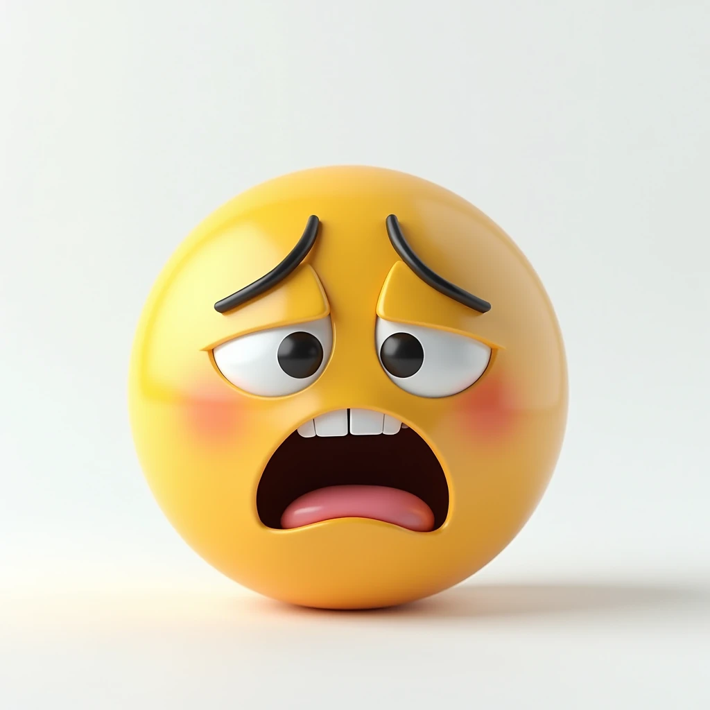 A 3d emoji, with a Anxious face under pressure when waiting for results, social networks background transparent, illustration, 3d render