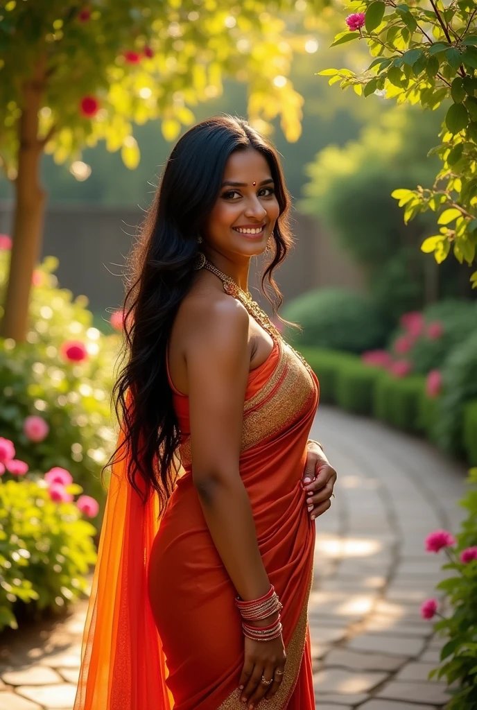 A beautiful 35-year-old Indian woman.。Her body is curvaceous.。