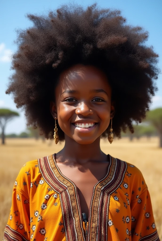 Beautiful black African girl with afro