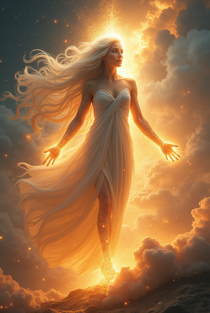 Beautiful, powerful, omnipotent, omnipresent, eyes like flames of fire, Hair white as snow, Face shines brighter than gold