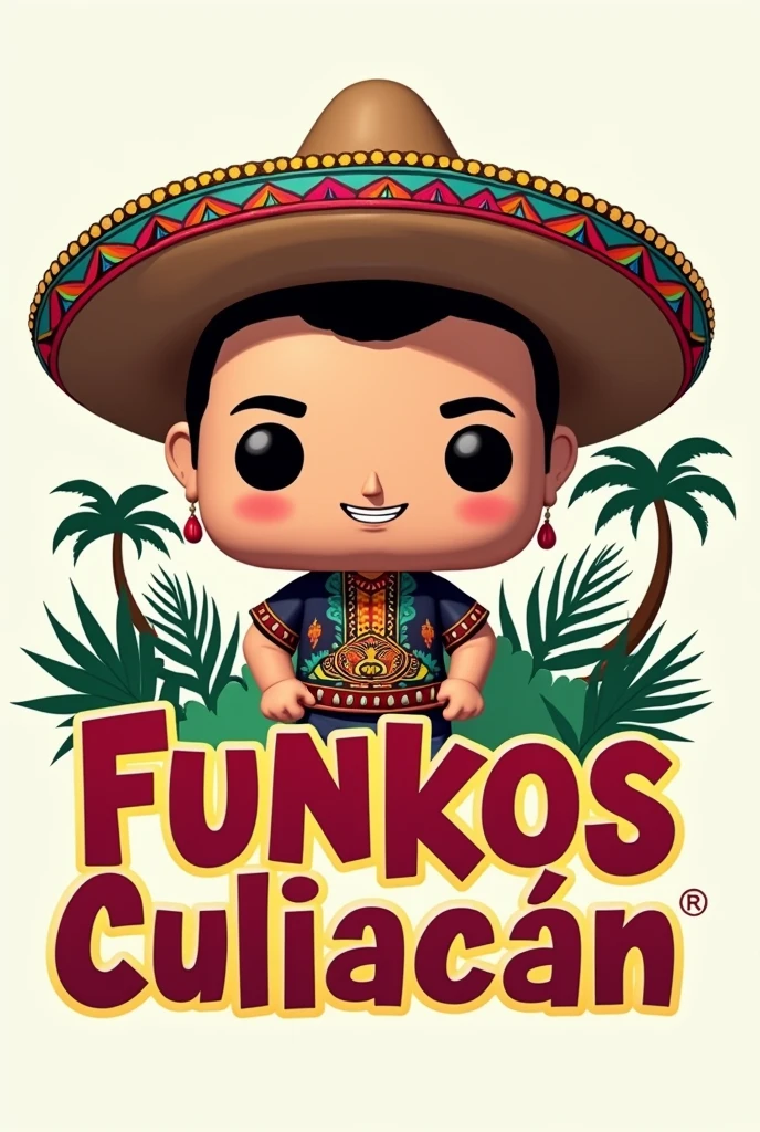 Make me a logo with the concept of a funko pop, where it says funkos culiacan