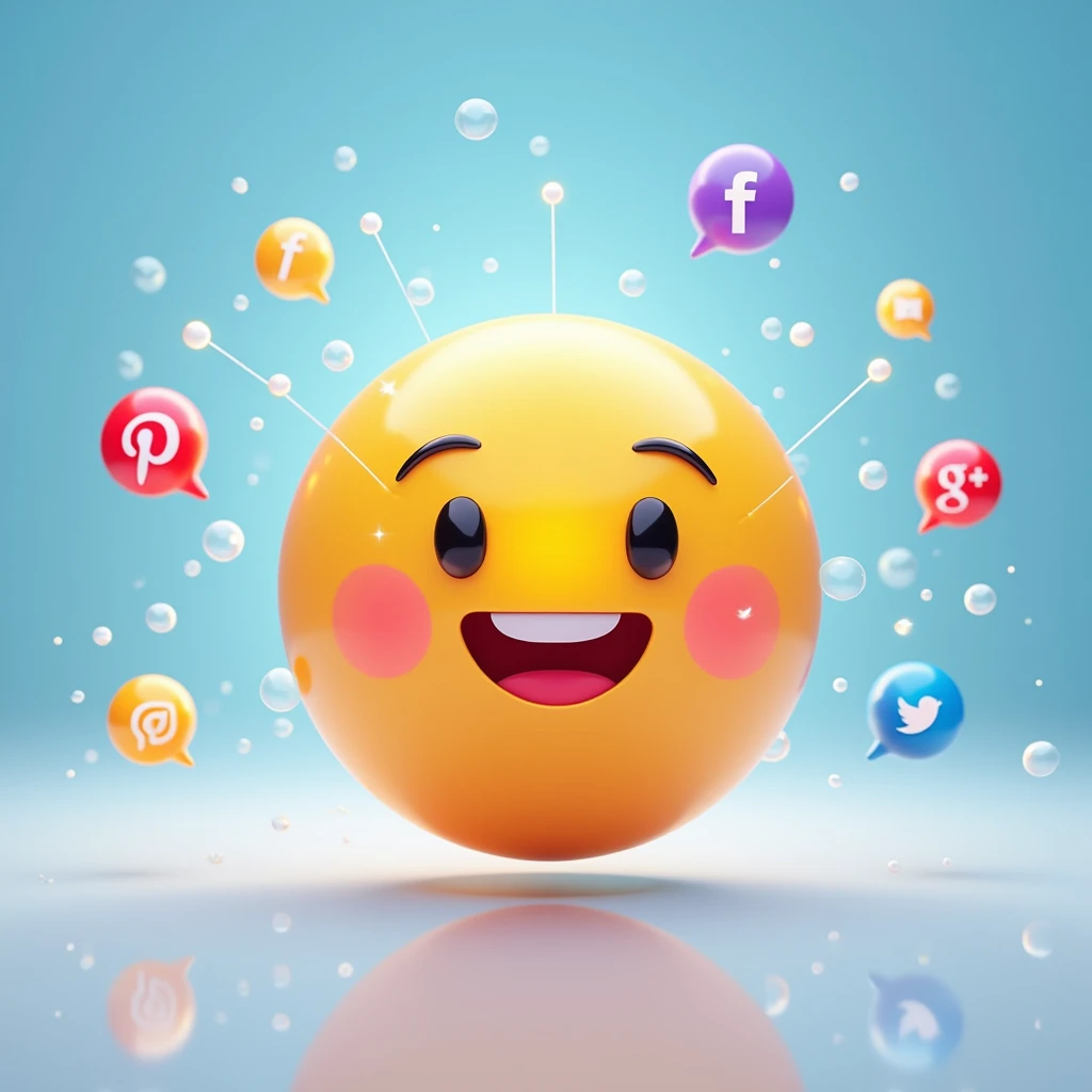 A 3d emoji, with a Happy face, social networks, background transparent, illustration, 3d render