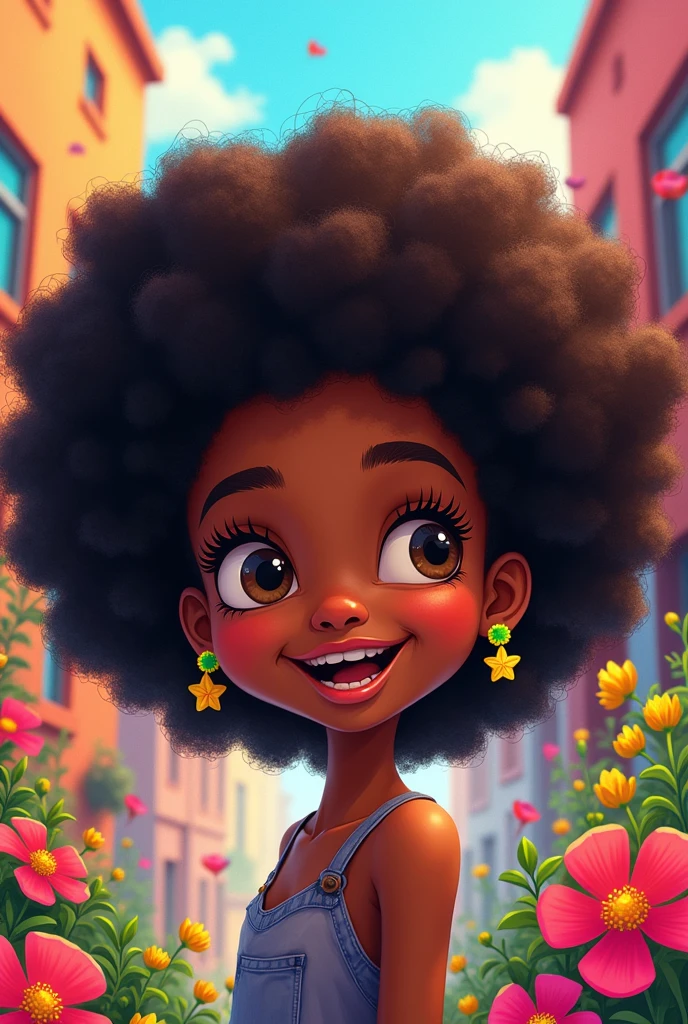 Beautiful black African girl with afro cartoon potrait