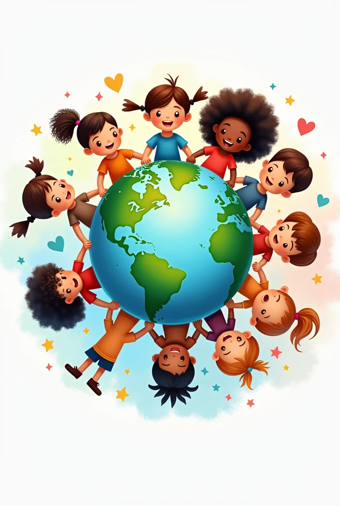 Logo of children holding hands around a planet Earth