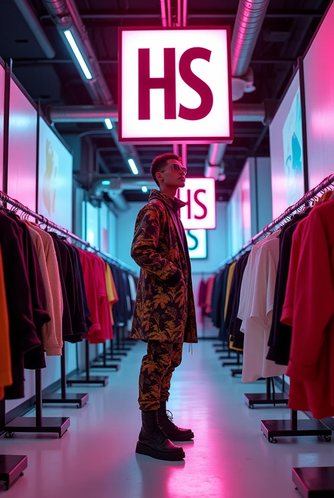 Fashion Frontier - Opening up new horizons in fashion、Innovative style store　HS Logo Character Illustration Design Mode Signage