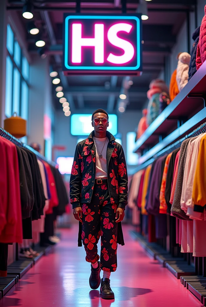 Fashion Frontier - Opening up new horizons in fashion、Innovative style store HS Logo Character Illustration Design Mode Signage