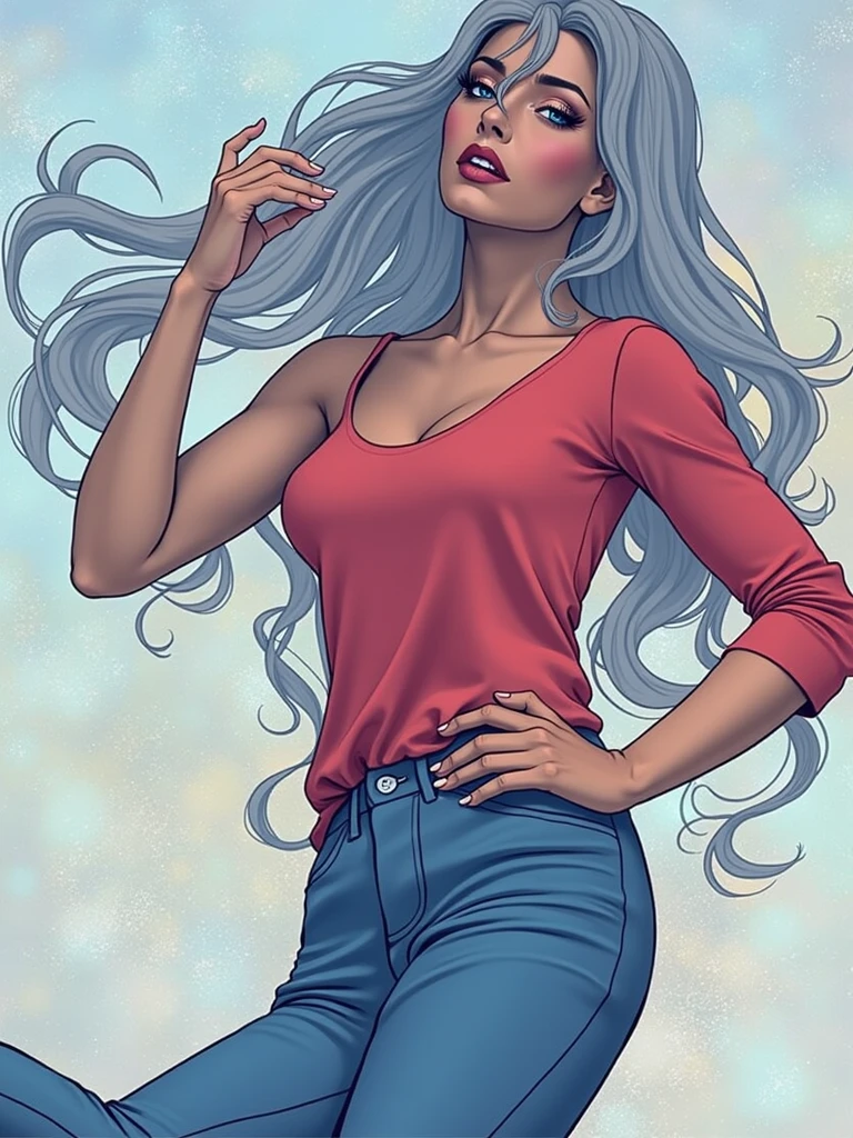 Don't change anything on the face, just show it without a blouse. 