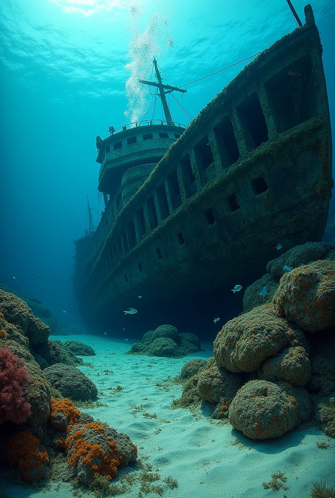 shipwreck at the bottom of the sea 