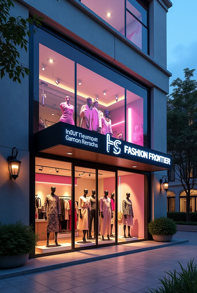 Fashion Frontier - Opening up new horizons in fashion、Innovative style store HS Logo Typography Design Mode Original Signboard