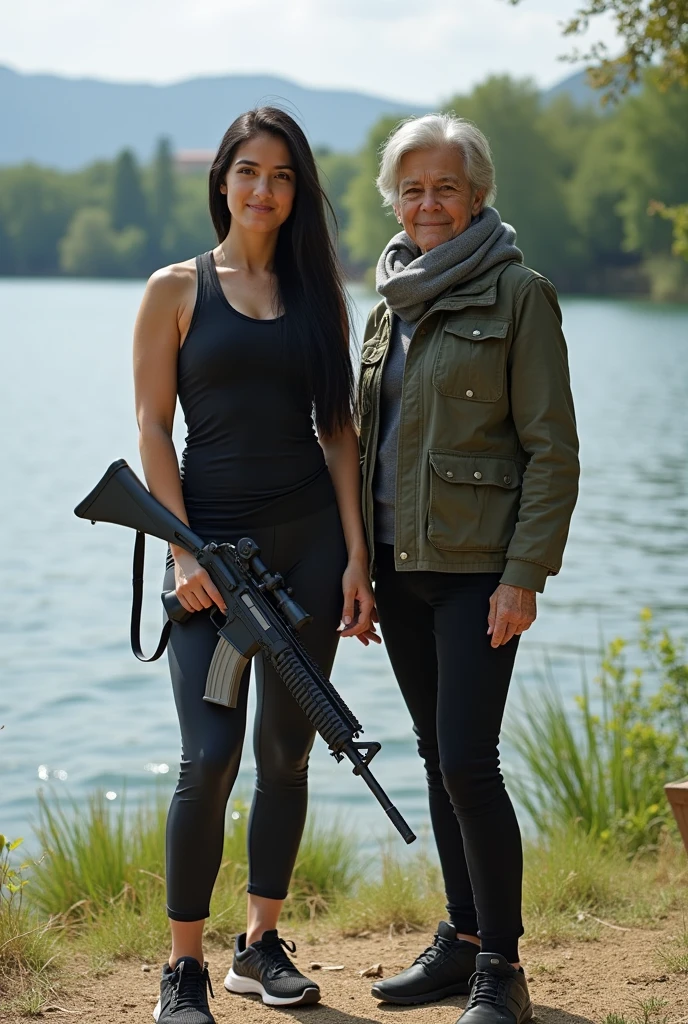 There are 2 girls, one of them is wearing a scarf. 23, 1 year old.The 60 year old girl with short hair is going to be shorter than the girl with long hair. The other girl is 25 years old, has black long hair and is 1....They should be 80 cm tall, strong and agile, have full-length photos of two cousin girls side by side, be sporty but not revealing, have long clothes, have long hair, have an M24 gun in the girl's hand, have photos taken in BALIKLI LAKE, URFA
