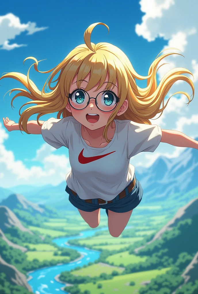 fly away, with YouTube valkyrie, Nike blouse, with cute round anime glasses