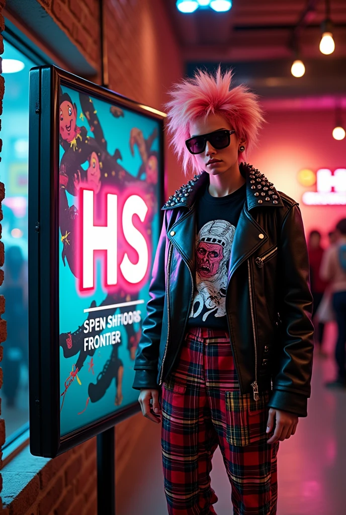 Fashion Frontier - Opening up new horizons in fashion、Innovative style store HS Logo Design Punk Style Original Signboard