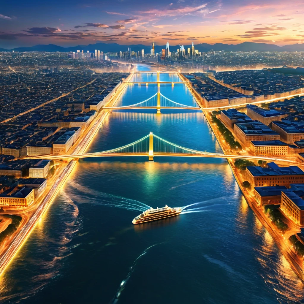 Create an AI masterpiece that explores the concept of time travel. Show a contemporary cityscape seamlessly merging with an ancient civilization, where past and present coexist.