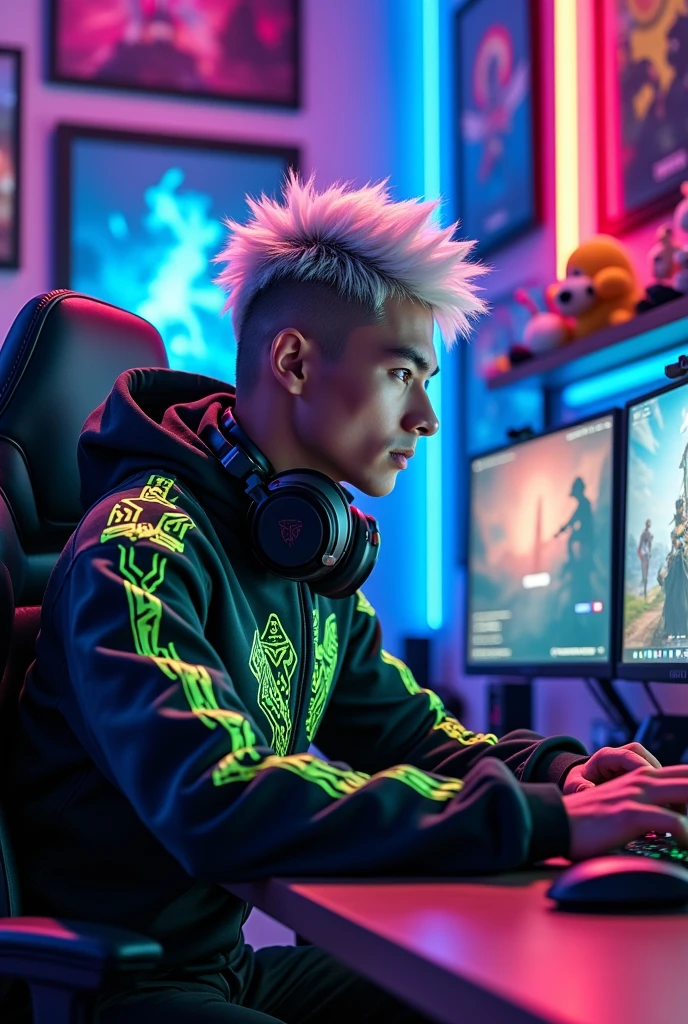 Venezuelan anime gamer white hair man